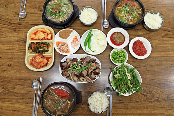 순창시장 피순댓국 상차림
