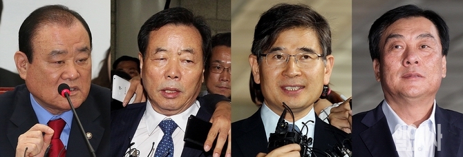 (사진 왼쪽부터) 새누리당 송광호·조현룡 의원, 새정치민주연합 김재윤 의원, 무소속 박기춘 의원