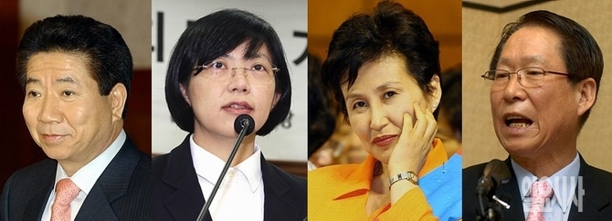 (사진 왼쪽부터) 노무현 전 대통령, 이정희 전 통합진보당 대표, 전여옥 전 새누리당 의원, 김해호 목사
