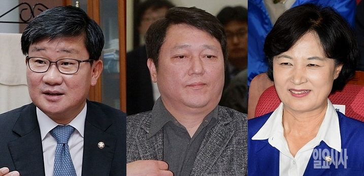 (사진 왼쪽부터) 전해철·최재성 더불어민주당 의원, 추미애 더불어민주당 대표