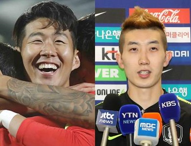 아시아 최고 스타로 우뚝 선 손흥민 선수(사진 왼쪽)와 월드컵 스타로 떠오른 조현우 골키퍼 ▲ 아시아 최고 스타로 우뚝 선 손흥민 선수와 월드컵 스타로 떠오른 조현우 골키퍼