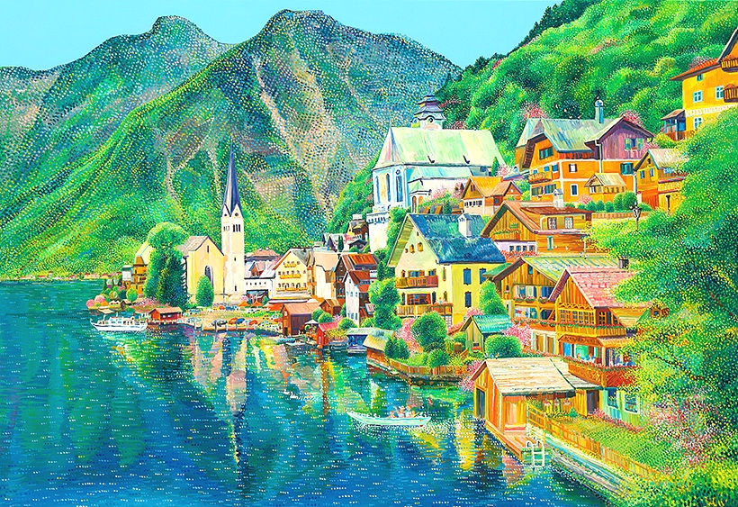 김덕기_오스트리아 할슈타트-햇살은 눈부시게 빛나고 Hallstatt, Austria-The Sunlight Shines Brightly_2019_ Acrylic on canvas_ 80.3 x 116.8cm ▲ 김덕기_오스트리아 할슈타트-햇살은 눈부시게 빛나고 Hallstatt, Austria-The Sunlight Shines Brightly_2019_ Acrylic on canvas_ 80.3 x 116.8cm
