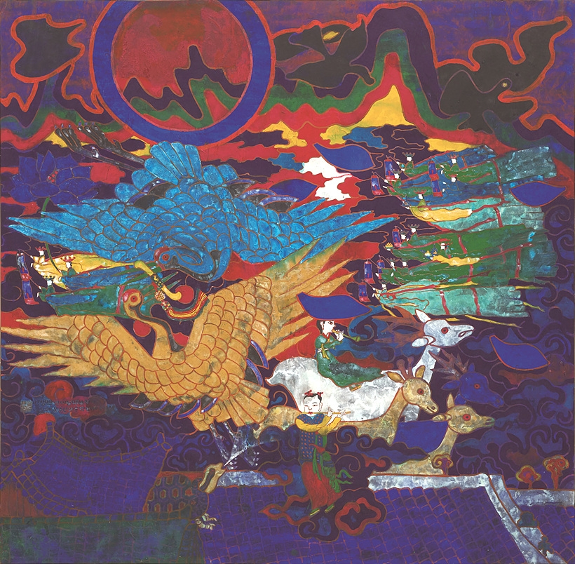 ▲ 해질녘, Sunset, 1979, 수묵채색, Ink&Color on paper, 137x140cm