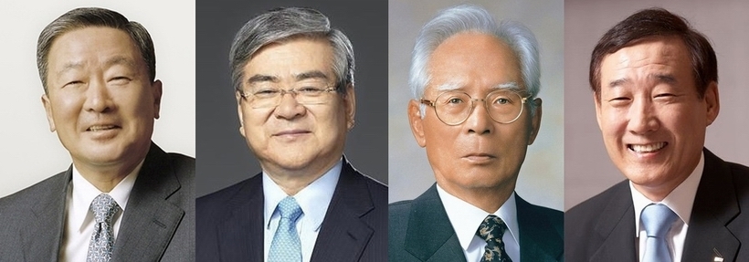 구본무(LG그룹)·신용호(전 교보생명)·고 이운형(전 세아그룹)·조양호 전 한진그룹 회장 ▲ 구본무(LG그룹)·신용호(전 교보생명)·고 이운형(전 세아그룹)·조양호 전 한진그룹 회장