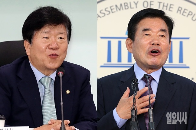 ▲ 박병석 국회부의장(더불어민주당)과 김진표 더불어민주당 의원이 21대 전반기 국회의장을 놓고 샅바싸움을 벌이고 있다.
