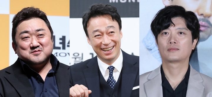 (사진 왼쪽부터)배우 마동석·이성민·박희순 ▲ (사진 왼쪽부터)배우 마동석·이성민·박희순