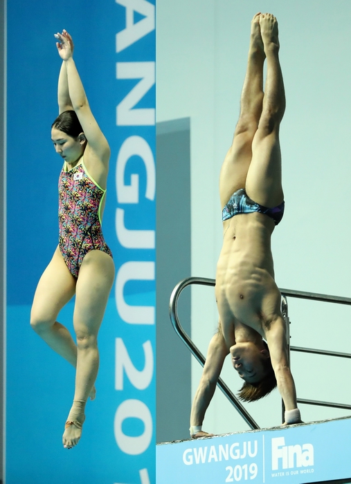 ▲ ‘한국 다이빙의 희망’ 김수지(사진 왼쪽)와 우하람 선수