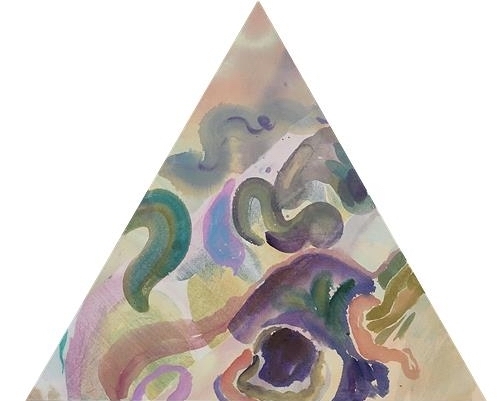 untitled_Equilateral triangle 60cm_Color on silk layered canvas_2020