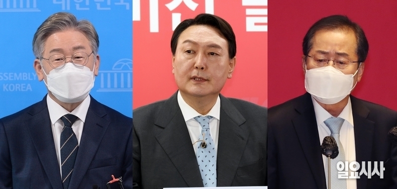 (사진 왼쪽부터)이재명 경기도지사, 윤석열 전 검찰총장, 홍준표 국민의힘 의원 ⓒ박성원 기자