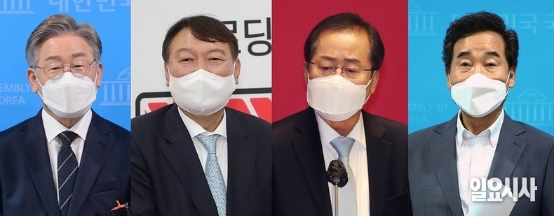 (사진 왼쪽부터) 여야 대권주자 이재명 경기도지사, 윤석열 전 검찰총장, 홍준표 국민의힘 의원, 이낙연 전 더불어민주당 대표 ⓒ박성원 기자