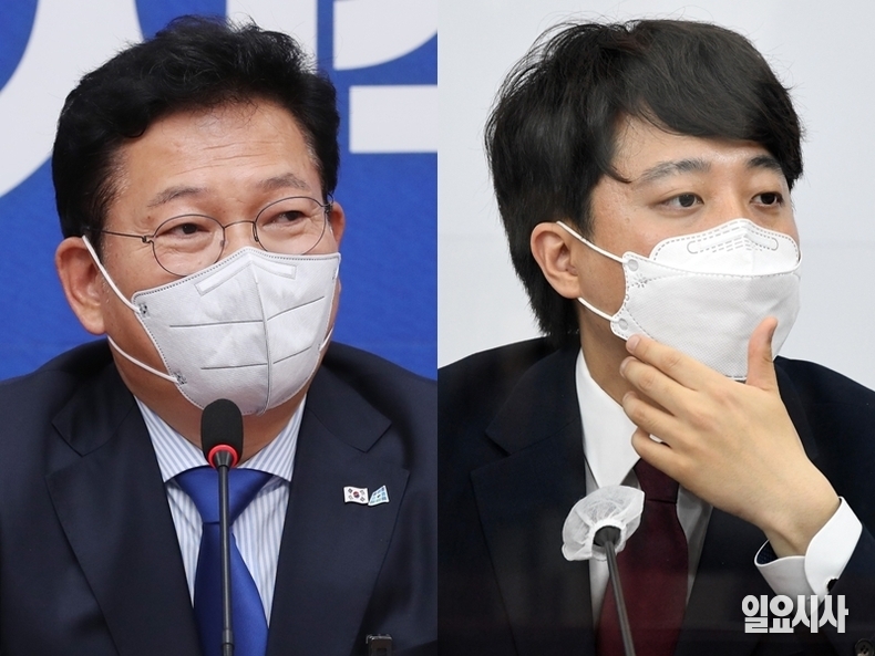 송영길 더불어민주당 대표와 이준석 국민의힘 대표 ⓒ고성준·박성원 기자