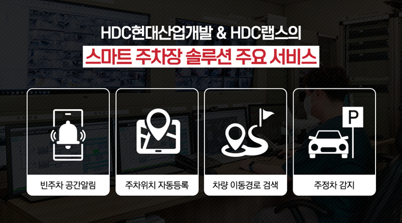 HDC현대산업개발과 HDC랩스가 개발한 ‘스마트 주차장 솔루션’의 주요 서비스