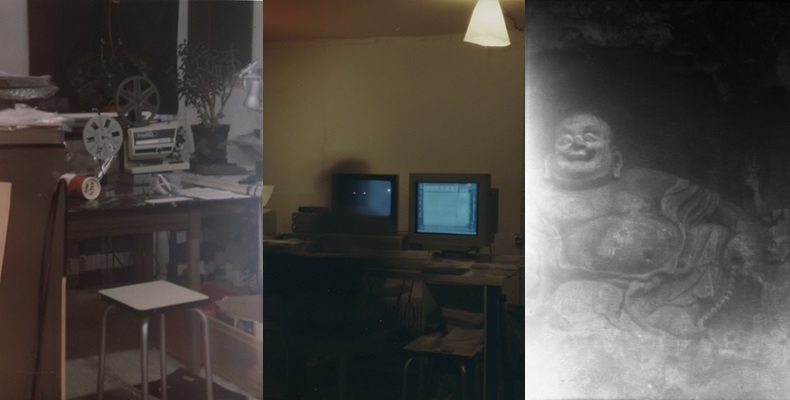 (사진 왼쪽부터)아뜰리에2, Atelier 2, 1996, pinhole camera, analogue c-print, 105x87cm, 아뜰리에3, Atelier 3, 1997, pinhole camera, analogue c-print, 131x97cm, 웃는 달마, Bouddha, 1991, pinhole camera, analogue print, 108x80cm ⓒ김순기