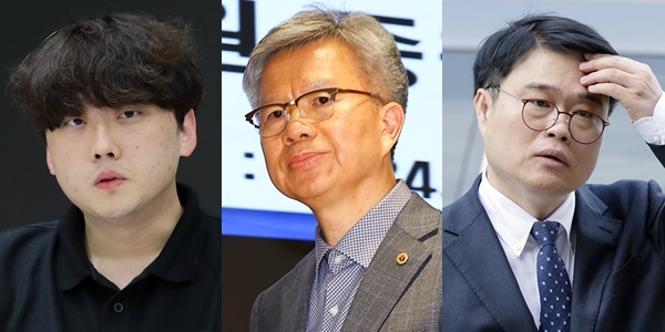 (사진 왼쪽부터)박단 대한전공의협의회 비상대책위원장, 김택우 대한의사협회 비대위원장, 임현택 대한의사협회 회장 당선인 ⓒ뉴시스