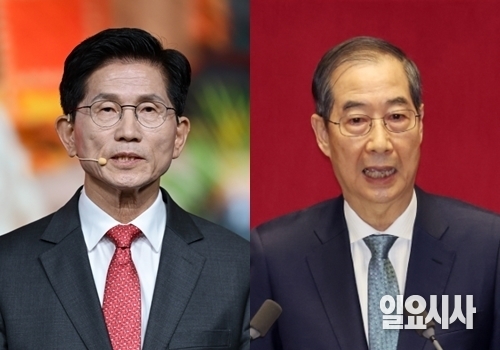 (사진 왼쪽부터)김문수 국민의힘 대선후보와 한덕수 무소속 대선 예비후보 ⓒ국회사진기자단, 고성준 기자