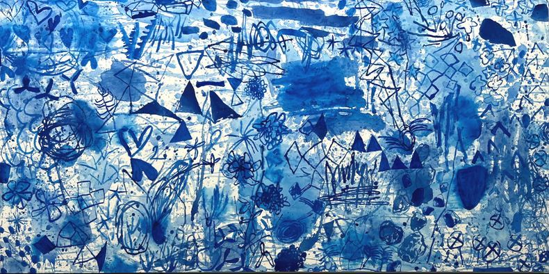 Gardenblue, 2025, 천에 혼합재료, 122x244cm ⓒ김선형
