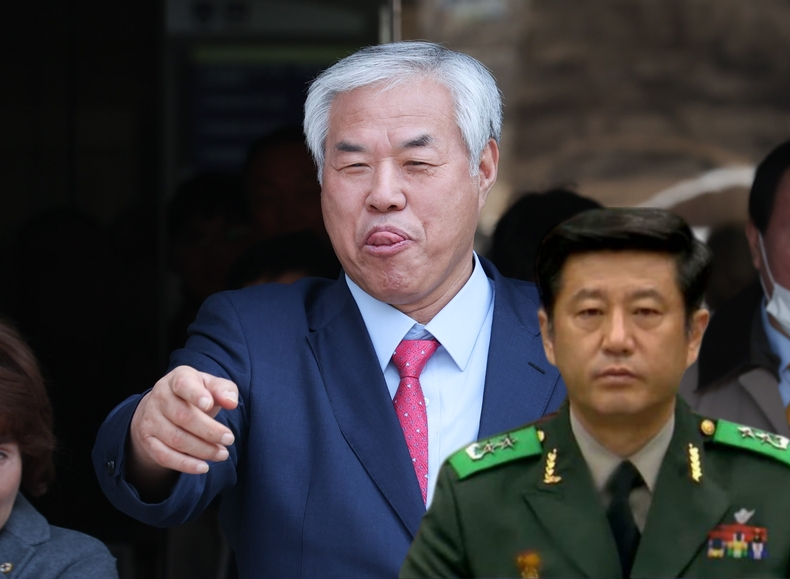 전광훈 사랑제일교회 목사와 노상원 전 국군정보사령관 ⓒ뉴시스