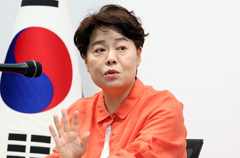 윤희숙 국민의힘 혁신위원회 위원장이 16일 서울 여의도 당사에서 열린 기자간담회에서 발언을 하고 있다. ⓒ뉴시스