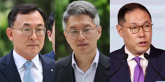 (사진 왼쪽부터) 정근수 전 신한은행 부행장, 류긍선 카카오모빌리티 대표, 조현상 HS효성 부회장 ⓒ뉴시스