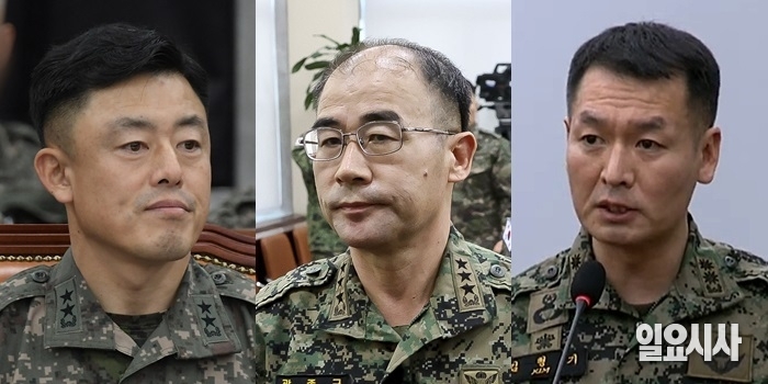 (사진 왼쪽부터) 문상호 전 국군정보사령관, 곽종근 전 육군 특수전사령관, 김형기 특수전사령부 1특전대대장 ⓒ고성준 기자·국회사진기자단·국회 방송