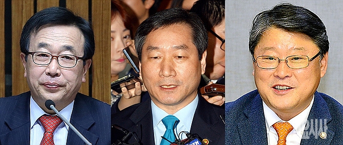 새누리당 친박(친 박근혜)계로 통하는 서병수, 유정복, 조원진 의원 (사진 왼쪽부터)