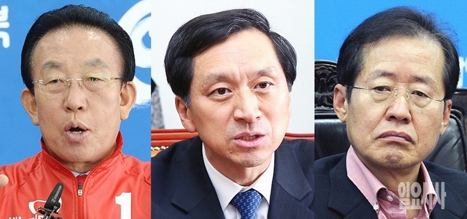 새누리당 김관용 경북지사, 홍준표 경남지사, 김기현 울산광역시장 후보 (사진 왼쪽부터)