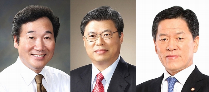 이낙연 새정치민주연합 의원, 이석형 전남지사 예비후보, 주승용 새정치민주연합 의원 (사진 왼쪽부터)