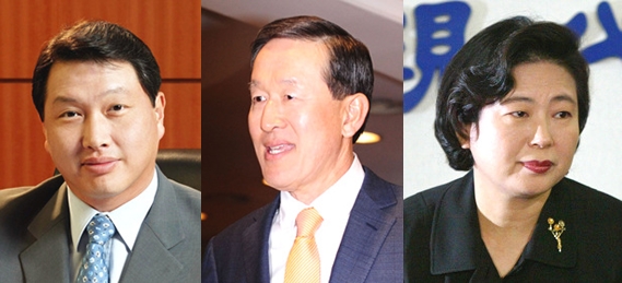 최태원 SK 회장, 허창수 GS그룹 회장, 현정은 현대그룹 회장 (사진 왼쪽부터)