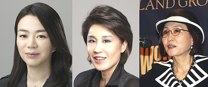 조현아 대한항공 부사장, 정유경 신세계그룹 부사장, 박성경 이랜드 부회장 (사진 왼쪽부터)