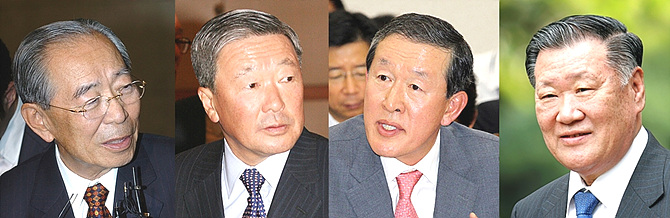 강신호 동아제약 회장, 구본무 LG그룹 회장, 허창수 GS 회장, 정몽구 현대자동차그룹 회장 (사진 왼쪽부터)