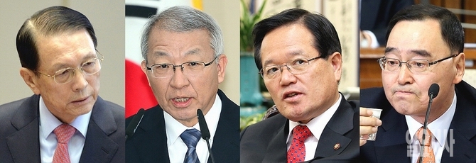김기춘 청와대 비서실장, 양승태 대법원장, 정의화 국회의장, 정홍원 전 국무총리 (사진 왼쪽부터)