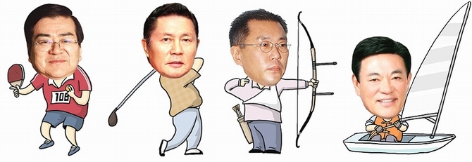 조양호 한진그룹 회장, 허광수 삼양인터내셔날 회장, 정의선 현대자동차 부회장, 박순호 세정그룹 회장