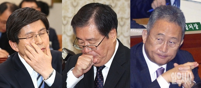 황교안 법무부장관, 황찬현 감사원장, 윤창번 청와대 미래전략수석 (사진 왼쪽부터)