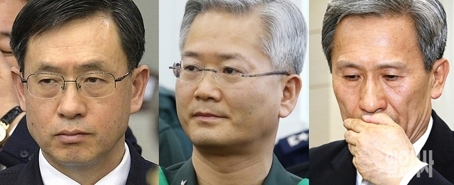 연제욱·옥도경 전 사이버사 사령관, 김관진 청와대 국가안보실장 (사진 왼쪽부터)