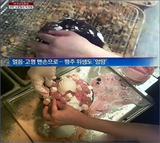 눈꽃빙수 위생 실태 <사진=보도화면 캡처>