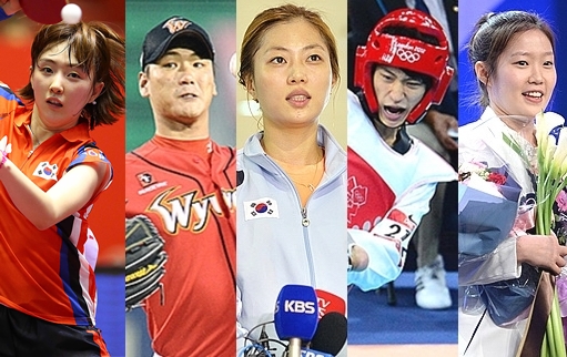 탁구 서효원, 야구 김광현, 펜싱 김지연, 태권도 이대훈, 농구 홍아란 선수 (사진 왼쪽부터)