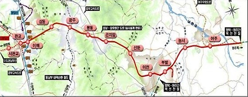 성남~여주간 복선전철 노선도