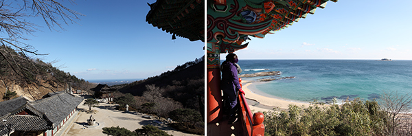 동해바다가 보이는 화암사 경내 / 청간정에서 바라본 동해