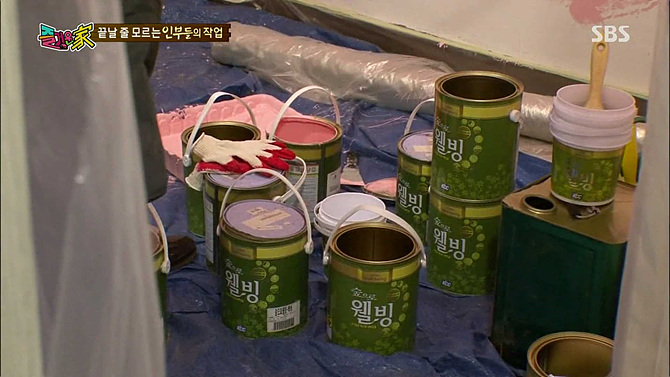 KCC 친환경 수성페인트 숲으로 웰빙 제품으로 걸스데이 민아가 자신의 방을 벽지대신 친환경 페인트로 꾸미고 있다. <사진=SBS 방송화면 캡처>