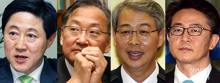 왼쪽부터 유기준 해양수산부·유일호 국토교통부·홍용표 통일부장관·임종룡 금융위원장 후보자