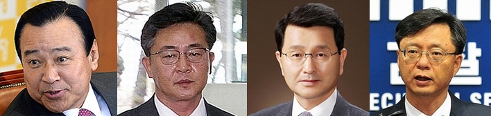 (사진 왼쪽부터) 이완구 국무총리, 홍용표 통일부장관 후보자, 시국사건 은폐 박상옥 대법관 후보자, '리틀 김기춘' 우병우 청와대 민정수석