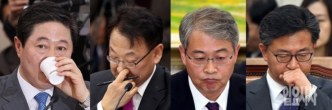 (사진 왼쪽부터) 유기준 해양수산부·유일호 국토교통부·임종룡 금융위원장·홍용표 통일부장관