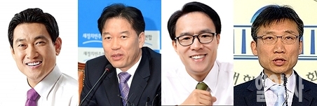 서울 관악을에 출사표를 던진 후보들. 왼쪽부터 오신환 새누리당 당협위원장, 정태호 새정치민주연합 지역위원장, 정의당 이동영 정책위부의장, 무소속 이상규 전 의원