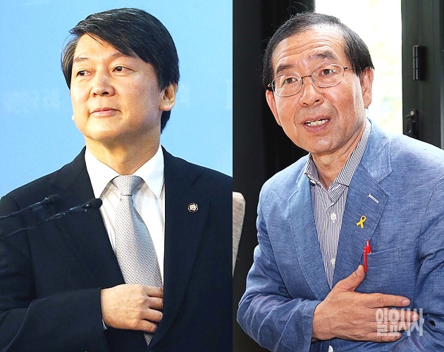왼쪽부터 안철수 새정치민주연합 전 공동대표, 박원순 서울시장