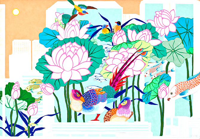 FORTUNECITY2, 81x117cm, 장지에 채색, 2015