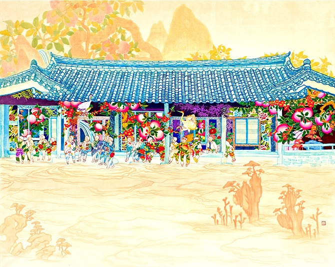 소풍, 162x130cm, 장지에 채색, 2013