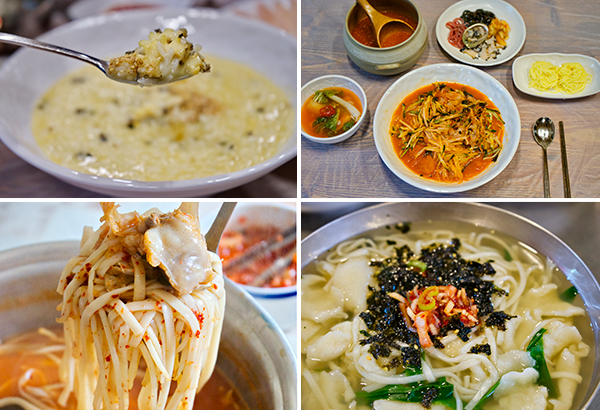 전복죽 / 물회 / 모리국수 / 칼제비