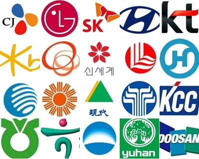 (왼쪽 상단부터) CJ, LG, SK, 현대자동차, KT, KB국민은행, 한화그룹, 신세계, 롯데그룹, 한진, 삼천리, 동부그룹, 현대그룹, 효성그룹, KCC, 농협, 하나은행, 우리은행, 유한양행, 두산그룹