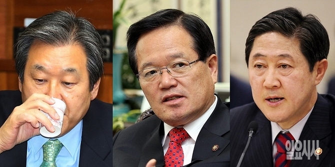 (좌측부터) 김무성 새누리당 대표, 정의화 국회의장, 유기준 해양수산부장관