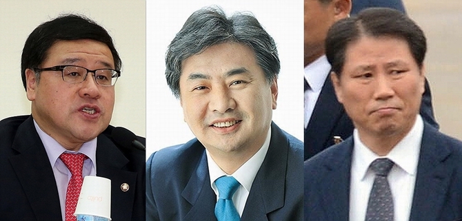 (왼쪽부터) 안종범 경제수석, 신동철 정무비서관, 안봉근 국정홍보비서관